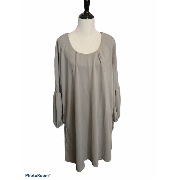Standards & Practices Boho Dress •3X• Plus Size Grey Crepe Balloon Sleeve NWT! - Picture 3 of 11